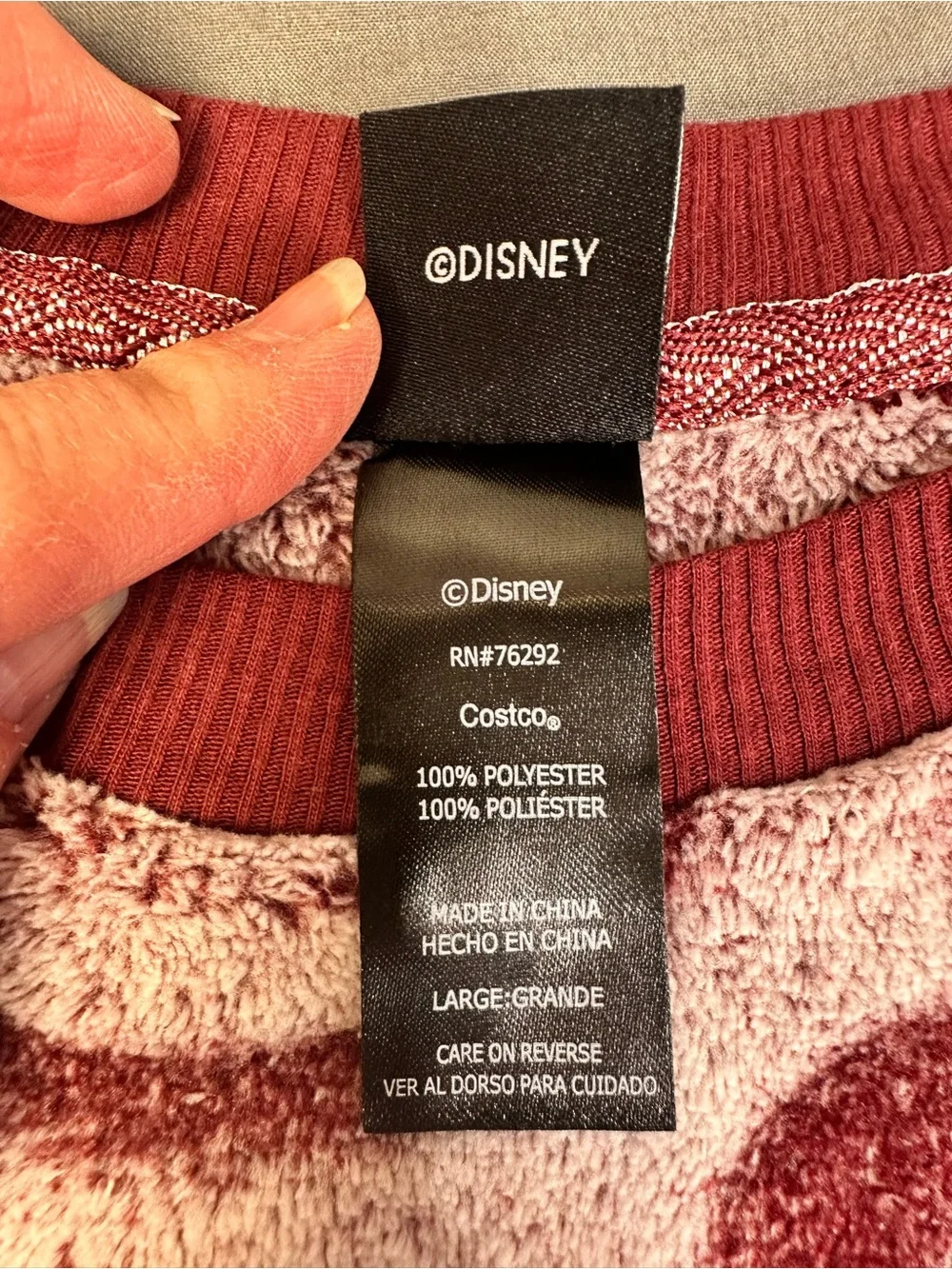 Disney Mickey Mouse Fleece Jogger Pajama Lounge Set Burgundy Size Large - Picture 7 of 15